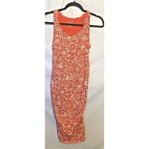 Isabel Maternity Dress Size Small Sleeveless Floral Gathered Ruched Sides Midi